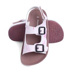 Pine Kids Sandals with Velcro Closure & Animal Print - Pink