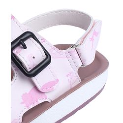 Pine Kids Sandals with Velcro Closure & Animal Print - Pink