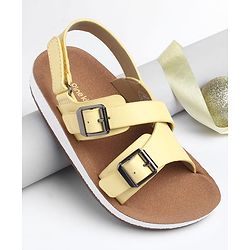 Pine Kids Solid Sandals with Velcro Closure - Yellow