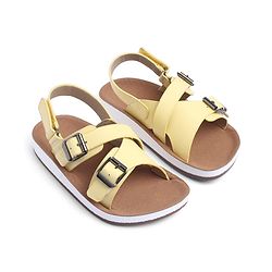 Pine Kids Solid Sandals with Velcro Closure - Yellow