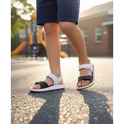 Pine Kids Solid Sandals with Velcro Closure - Brown