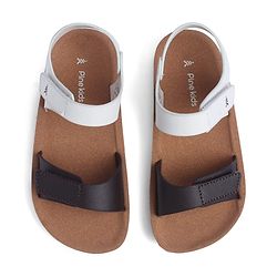 Pine Kids Solid Sandals with Velcro Closure - Brown