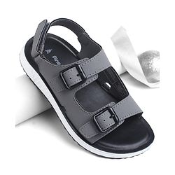 Pine Kids Solid Sandals with Velcro Closure - Charcoal Grey