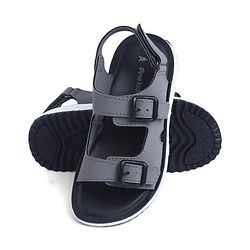 Pine Kids Solid Sandals with Velcro Closure - Charcoal Grey