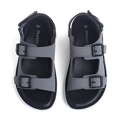 Pine Kids Solid Sandals with Velcro Closure - Charcoal Grey