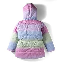 Pine Kids Woven Full Sleeves Hooded Puffer Winter Jacket with Tie & Dye - Pink