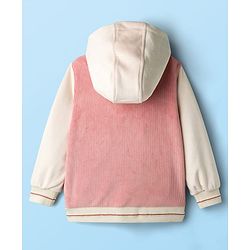 Pine Kids Woven Full Sleeves Hooded Sweatjacket With Number Embroidery - Pink