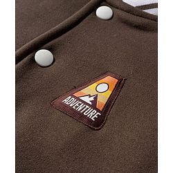 Pine Kids Woven Full Sleeves Bomber Jacket With Adventure Patch - Brown