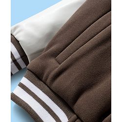 Pine Kids Woven Full Sleeves Bomber Jacket With Adventure Patch - Brown