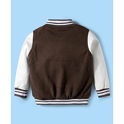 Pine Kids Woven Full Sleeves Bomber Jacket With Adventure Patch - Brown