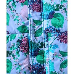 Pine Kids Woven Full Sleeves Hooded Padded Jacket With Floral Print - Aqua