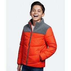 Pine Kids Woven Full Sleeves Solid Color Padded Jacket - Orange