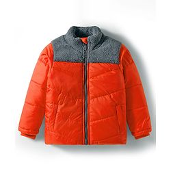 Pine Kids Woven Full Sleeves Solid Color Padded Jacket - Orange