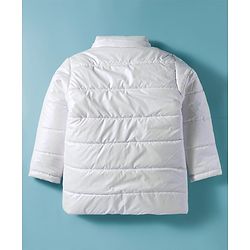 Pine Kids Woven Full Sleeves Solid Hooded Padded Jacket - White