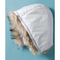 Pine Kids Woven Full Sleeves Solid Hooded Padded Jacket - White
