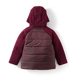 Pine Kids Woven Full Raglan Sleeves Solid Color Hooded Padded Jacket - Maroon