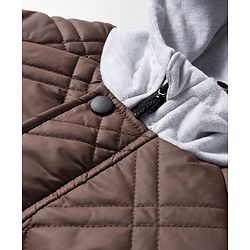 Pine Kids Woven Full Sleeves Solid Hooded Quilted Jacket - Brown