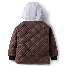Pine Kids Woven Full Sleeves Solid Hooded Quilted Jacket - Brown