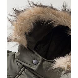 Pine Kids Woven Full Sleeves Solid Hooded Padded Jacket - Olive Green