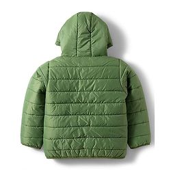 Pine Kids Woven Full Sleeves Solid Hooded Reversible Jacket - Green
