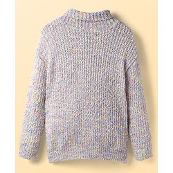 Pine Kids Knit Full Sleeves Pullover Sweater With Cable Knit Design & Turtle Neck - Multi Colour