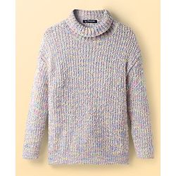 Pine Kids Knit Full Sleeves Pullover Sweater With Cable Knit Design & Turtle Neck - Multi Colour