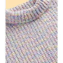 Pine Kids Knit Full Sleeves Pullover Sweater With Cable Knit Design & Turtle Neck - Multi Colour