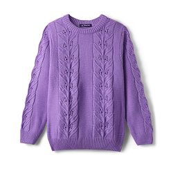 Pine Kids Knit Full Sleeves Pullover Sweater with Floral Design - Purple