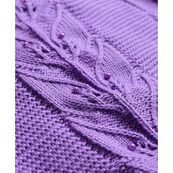 Pine Kids Knit Full Sleeves Pullover Sweater with Floral Design - Purple