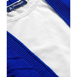 Pine Kids Knit Full Sleeves Solid Color Front Open Sweater Set - Blue