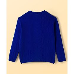 Pine Kids Knit Full Sleeves Solid Color Front Open Sweater Set - Blue