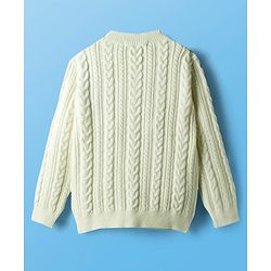 Pine Kids Knit Full Sleeves Pullover Sweater with Cable Knit Design - White