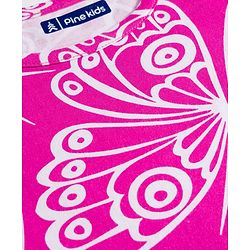 Pine Kids Cotton Knit Half Sleeves Nighty With Butterfly Print - Fuschia
