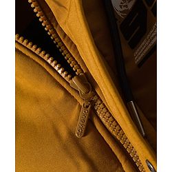 Pine Kids Woven Full Sleeves Hooded Padded Jacket With Text Print - Mustard