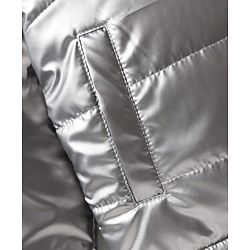 Pine Kids Woven Full Sleeves Solid Color Padded Jacket with Detachable Hood - Silver