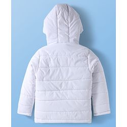 Pine Kids Woven Full Sleeves Solid Color Hooded Padded Jacket - White