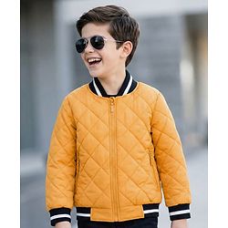 Pine Kids Woven Full Sleeves Solid Color Quilted Jacket - Gold
