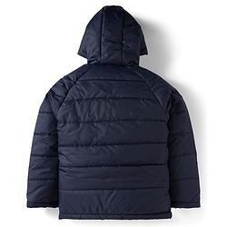 Pine Kids Woven Full Raglan Sleeves Solid Color Hooded Padded Jacket - Navy Blue