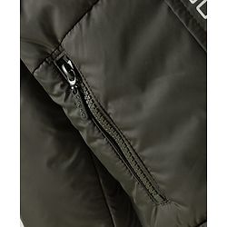 Pine Kids Woven Full Sleeves Hooded Padded Jacket With Skateboard Print - Dark Green