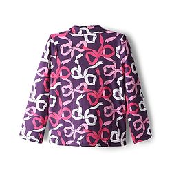 Pine Kids Cotton Knit Full Sleeves Co-Ord Night Suit With Bow Print - Purple