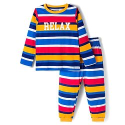 Pine Kids Cotton Knit Full Sleeves Co-ord Night Suit with Text Print - Multicolor