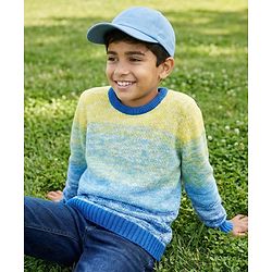 Pine Kids Knit Full Sleeves Pullover Sweater with Ombre Design - Multicolor