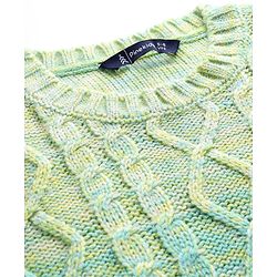 Pine Kids Knit Full Sleeves Pullover Sweater with Cable Knit & Ombre Design - Light Green