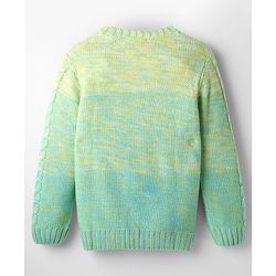 Pine Kids Knit Full Sleeves Pullover Sweater with Cable Knit & Ombre Design - Light Green