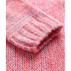 Pine Kids Knit Full Sleeves Pullover Sweater with Smile Embroidery - Pink