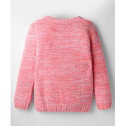 Pine Kids Knit Full Sleeves Pullover Sweater with Smile Embroidery - Pink