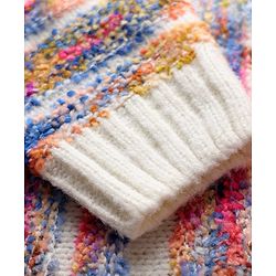 Pine Kids Knit Full Drop Shoulder Sleeves Pullover Sweater with Stripe Design - Multicolor
