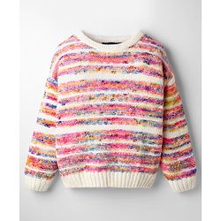 Pine Kids Knit Full Drop Shoulder Sleeves Pullover Sweater with Stripe Design - Multicolor