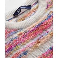Pine Kids Knit Full Drop Shoulder Sleeves Pullover Sweater with Stripe Design - Multicolor