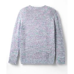 Pine Kids Knit Full Sleeves Pullover Sweater with Glittery Bow Design - Silver Pink & Sea Green